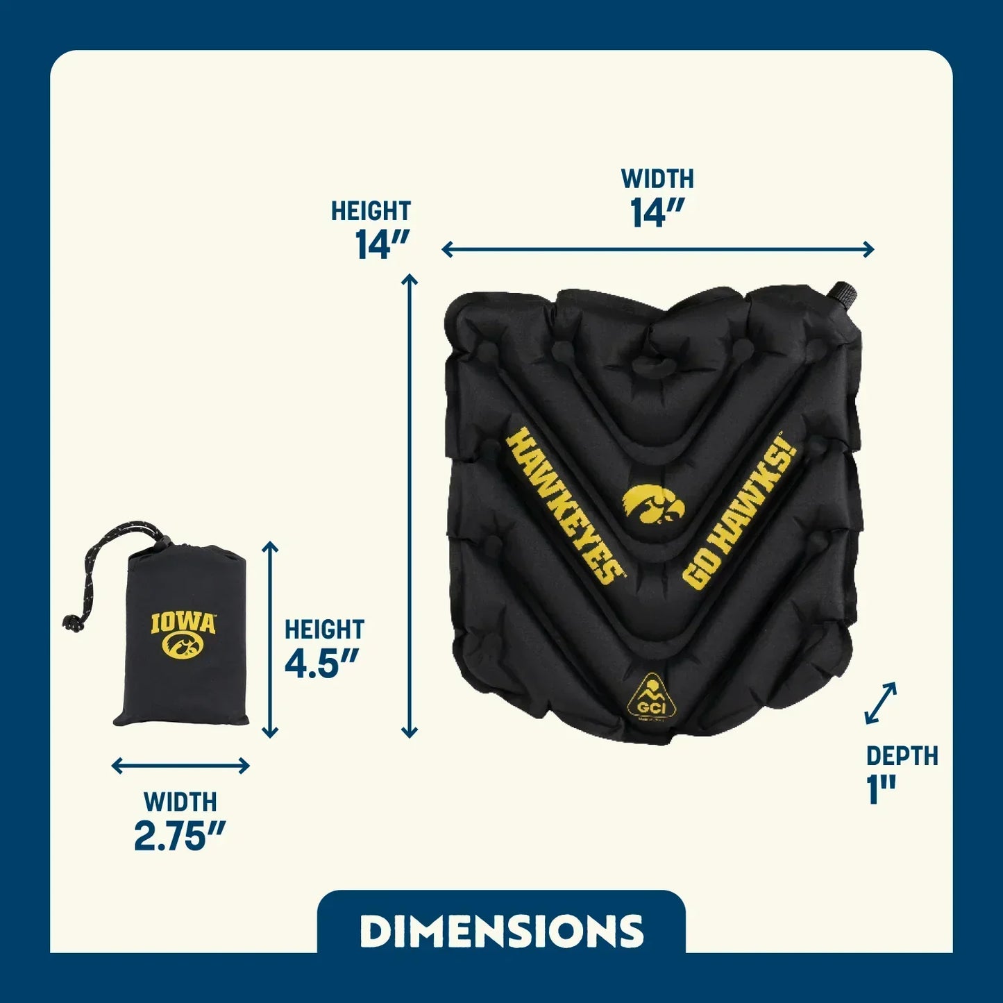 College V Seat™ Inflatable Stadium Cushion - Iowa Hawkeyes - Clean Bundle